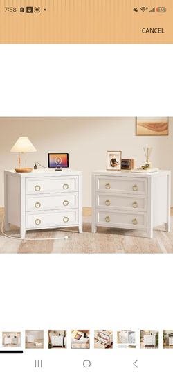 Huuger Paint Night Stand with Charger Station, 3 Drawer Nightstand Set of 2
Larger Wider Bedside Table with USB-C Port, Modern End Table, for Bedroom,