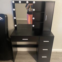 Makeup/ Vanity Desk with Attached Mirror