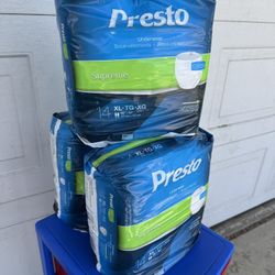 Presto Supreme Adult disposable Underwear (14ct) Size XI $10 Each