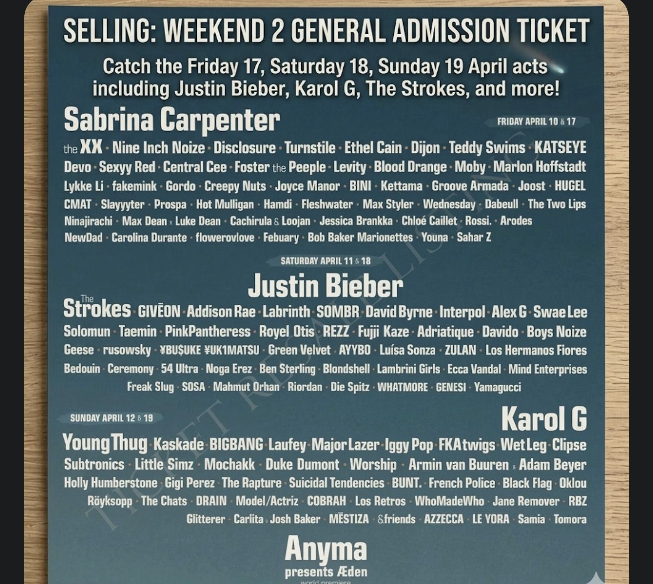 Selling 1x Coachella Weekend 2 GA Pass – April 17-19