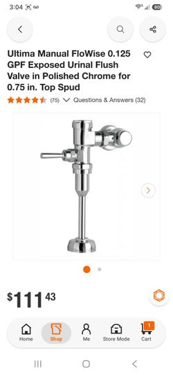 Ultima Manual FloWise 0.125 GPF Exposed Urinal Flush Valve in Polished Chrome for 0.75 in. Top