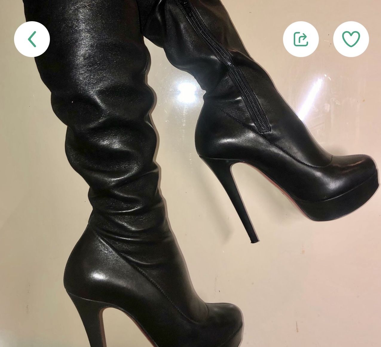 Red bottom black leather thigh high boots for Sale in St. Louis, MO -  OfferUp