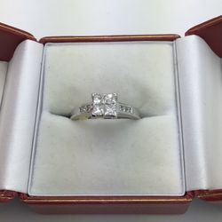 14k White Gold Engagement Ring Set with Princess Cut and Round Diamonds 4.7 Grams 💵  💳  💵  Cash and Card Accepted