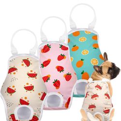 3 Pack Washable Female Dog Diaper Onesie Sanitary Pantie with Adjustable Suspender