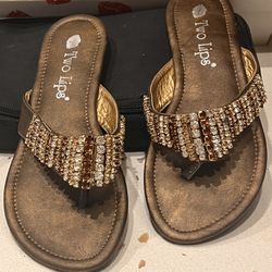Bronze Rhinestone Sandals