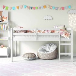 Nice New Solid Wood White Twin Low Loft Bed