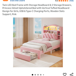 Twin bed frame with storage