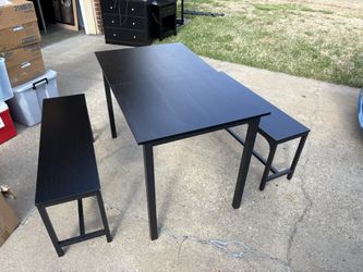 Black Extendable Dining Table Set 