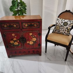 Asian Cabinet & Side Antique Chair