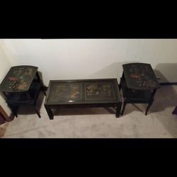Antigua Asian Coffee Table With 2 Matching End Tables 