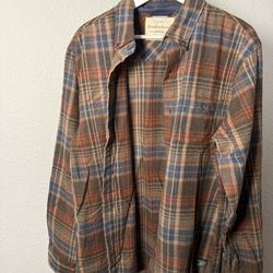 Weatherproof Shirt Men L Long Sleeve Button Up Flannel Blue Original Vintage