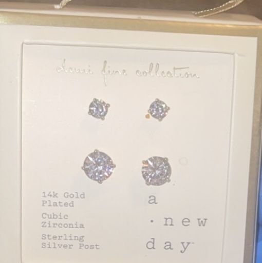 14k Gold Plated Cubic Zirconia Sterling Silver Post