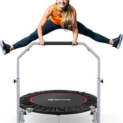 BCAN 40" Foldable Mini Trampoline Max Load 330lbs/440lbs, Fitness Rebounder with Adjustable Foam Handle, Exercise Trampoline for Adults Indoor/Gard