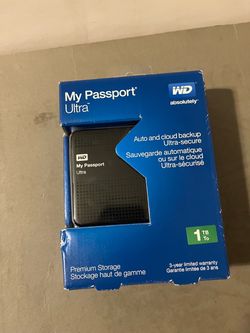 Brand New 1 TB WD My Passport Ultra, Portable External Hard Drive. Black