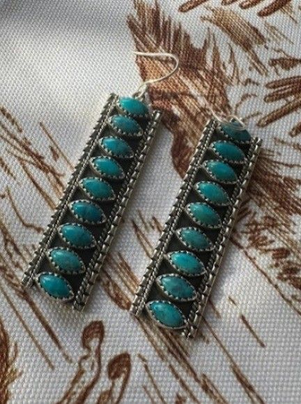 Handmade Natural Turquoise And Sterling Silver Earrings