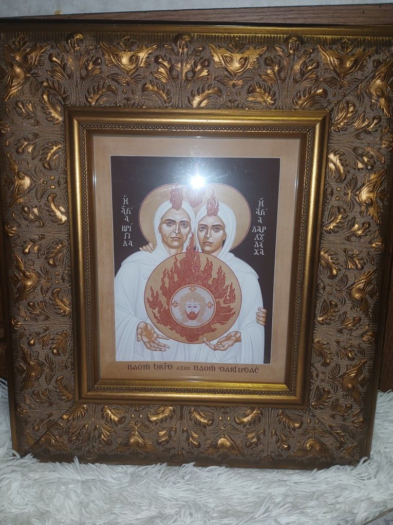 Antique Holy Card St Brigid And Darlughdach Of Kildare Created By Robert Lentz For Sale.