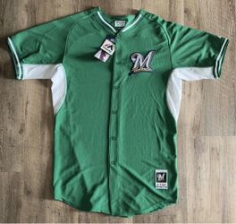 NEW Majestic MLB Milwaukee Brewers Jersey Green St. Patrick’s Size 44 RARE USA