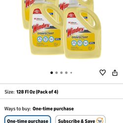 SC Johnson Professional Windex Disinfectant and Multi-Surface 1 Gallon (Pack of 4