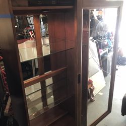 GLASS SHELVES CABINET WITH LIGHT