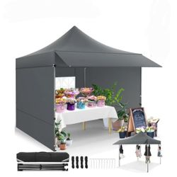 10x10 Pop Up Canopy Heavy Duty Party Tent with Removable Awning and Sidewalls,Easy Up Outdoor Wedding Commercial Canopy,Gazebo All Season Windproof&Wa