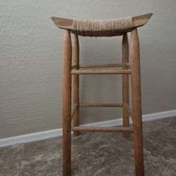 Stool 27" tall, seat 11x12, Woven Seat, clear Wood to be stained or painted if desired. Sturdy$15.00