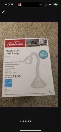 🎁 NIB SUNBEAM LED FLEXIBLE DESK LAMP WHITE