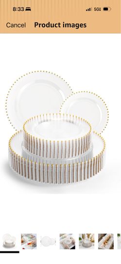 30 Clear Plastic Plates with Gold Rim