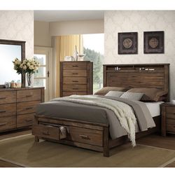 King Bed, 1 Night Stand, Dresser, Mirror And Chest (Free Delivery)