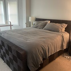 Free Dark Brown King Size Bed Frame And Box Springs