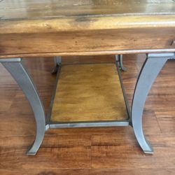 Two Solid Wood End Tables With Shelf 
