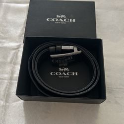 COACH Men’s Belt Stitched Plaque Buckle Reversible 