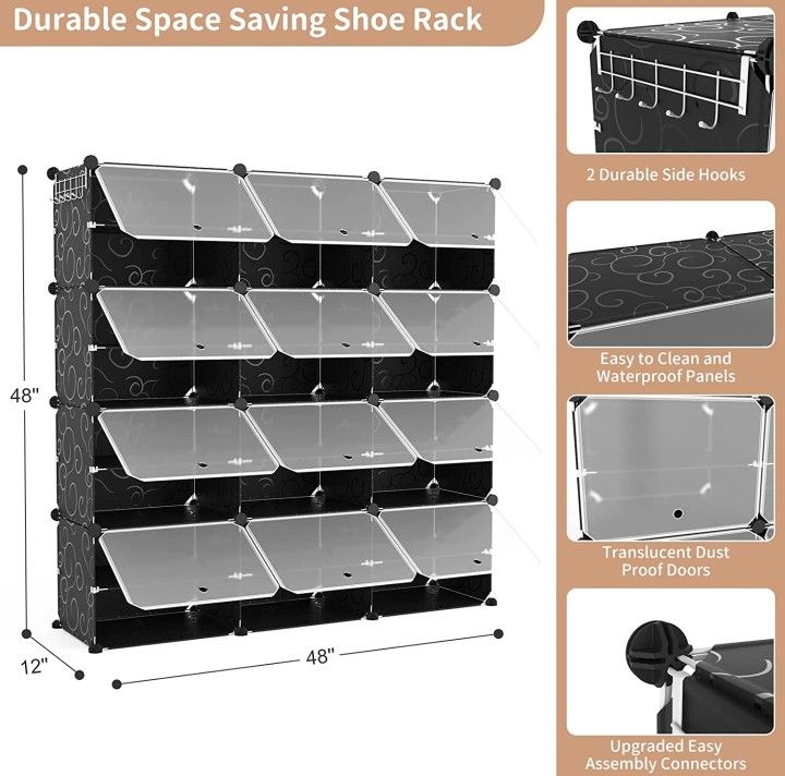 ROJASOP Portable Shoe Rack Organizer 8-Tier Shoe Cabinet 48-Pair Shoe Organizer Shoe Storage Expandable Free Standing Stackable Space Shoe Rack with