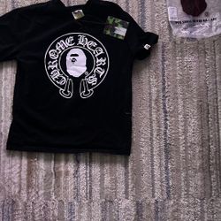 BAPE × Chrome Hearts black and white T-shirt
