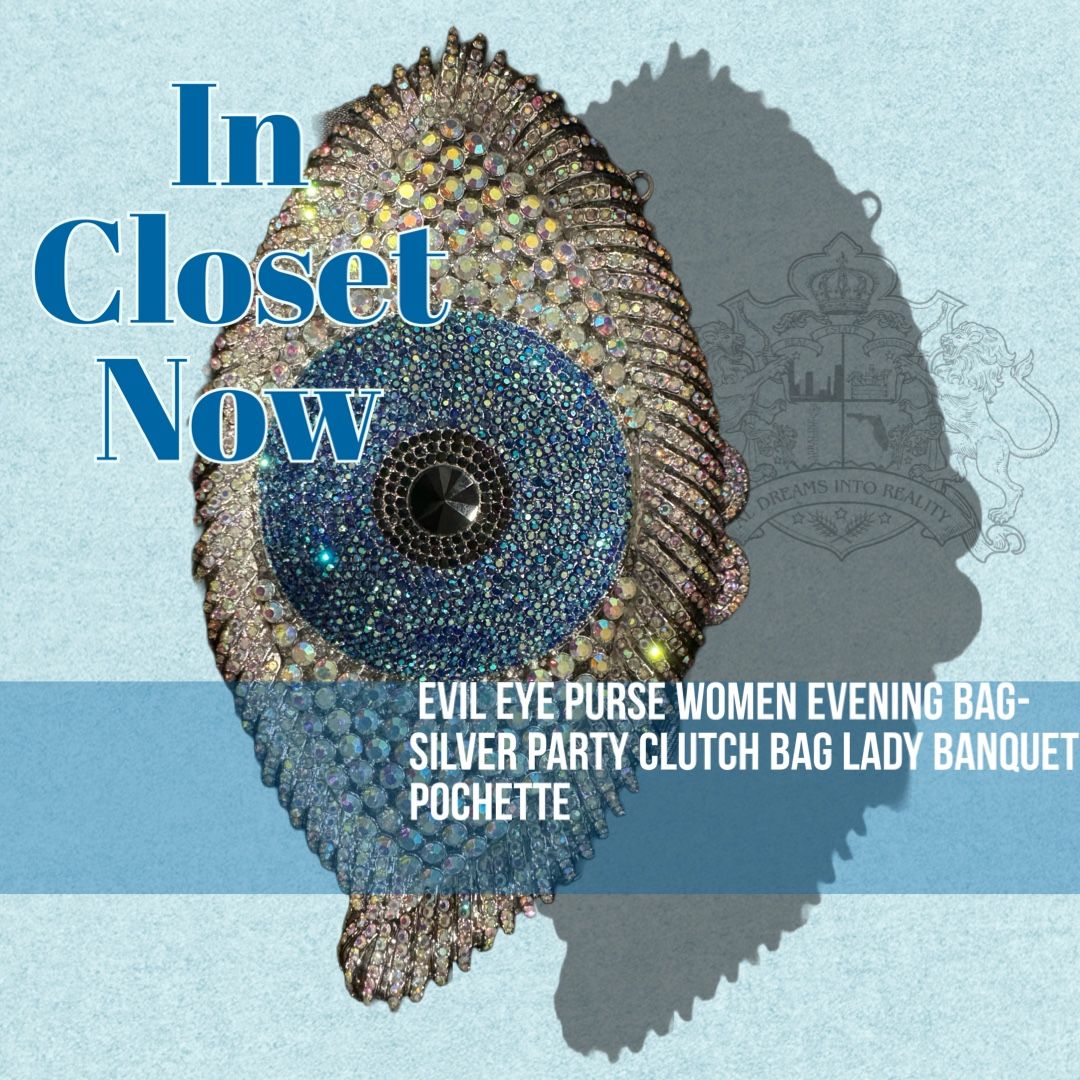 Evil Eye Clutch – Women’s Silver Party Evening Bag – Sold As Is