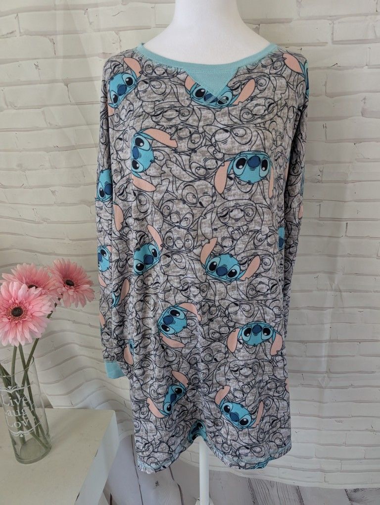 Disney Stitch Long Pajama Shirt Size XL