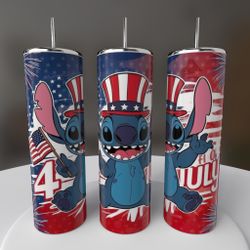 Patriotic 4th Of July Stitch Tumbler