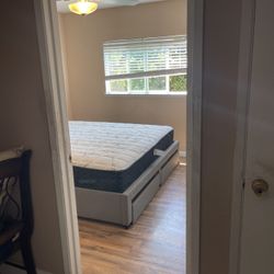 King Size New Gray Bed With Nice Mattress Included 