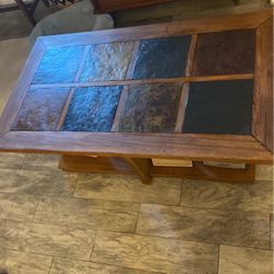 real wood table with tile for living room 
