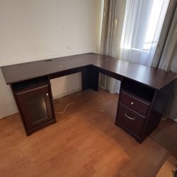 Office Corner Desk, Computer Desk With Cabinet And Drawers 