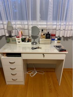 White Desk and White Office Chair