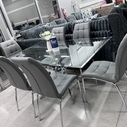 7pc Dining Set 🩶 Grey Color 