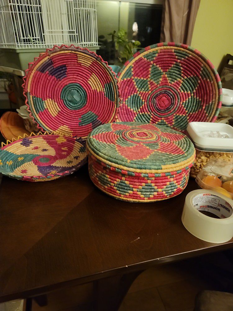 Decorative Trays and a round basket