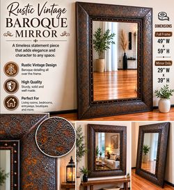 ✨ Rustic Vintage Mirror – Baroque Design ✨