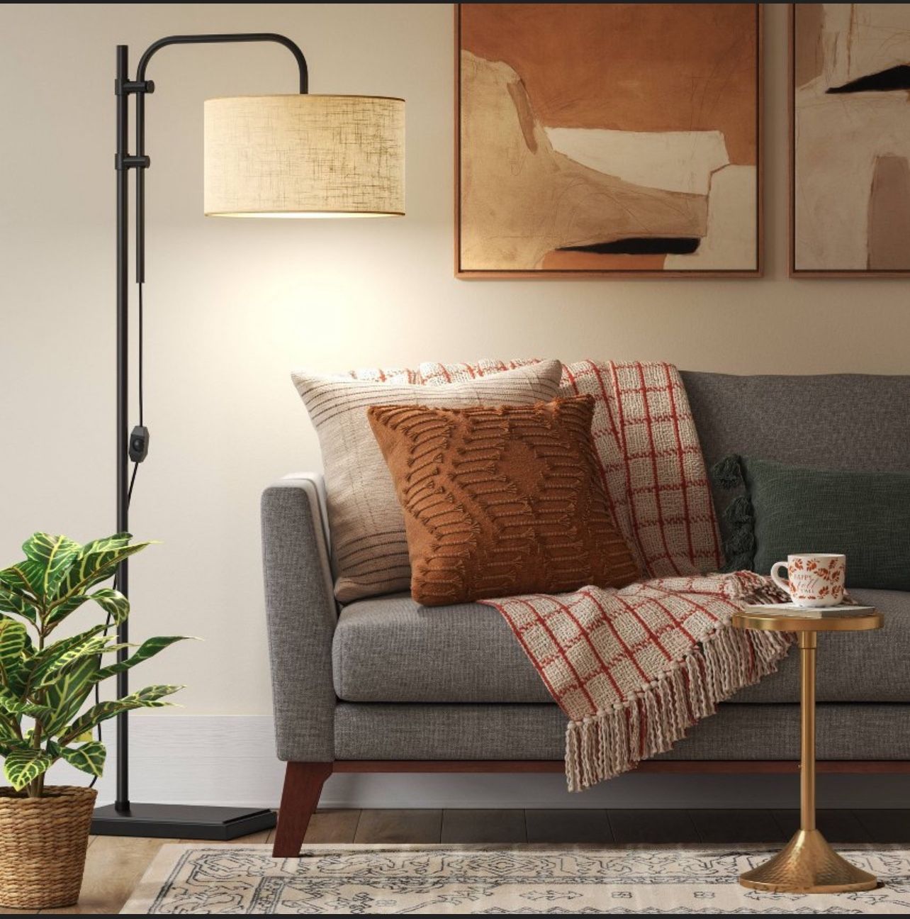 72"x16" Knox Floor Lamp - Threshold™: Modern Black Standing Lamp with Dimmer Switch