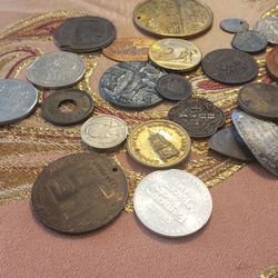 42 Old Medals, Tokens, and Coins