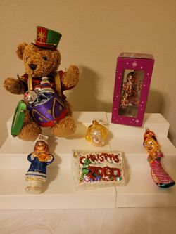 Christopher Radko Vintage Ornament Bundle With Plush Bear