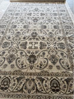 Thomasville Traditional Ivory Gray Area Rug 6x9 Like New