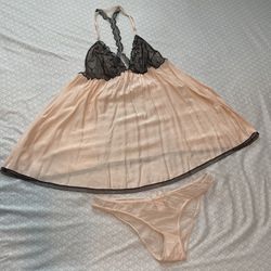 Victorias Secret Cream Lace Back Cami set Sz M