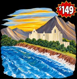 Coastal Church Landscape Painting