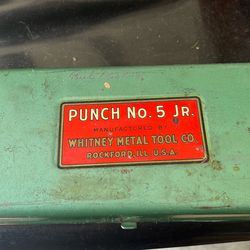 WHITNEY JENSEN METAL NO.5 JR. HAND PUNCH W / METAL CASE & DIES